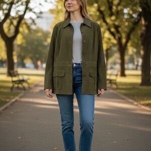 Classic Olive Utility Jacket for Women